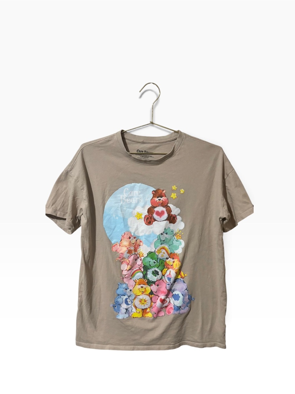 Care Bears Taupe Short Sleeve Tee with Colorful Stack Graphic